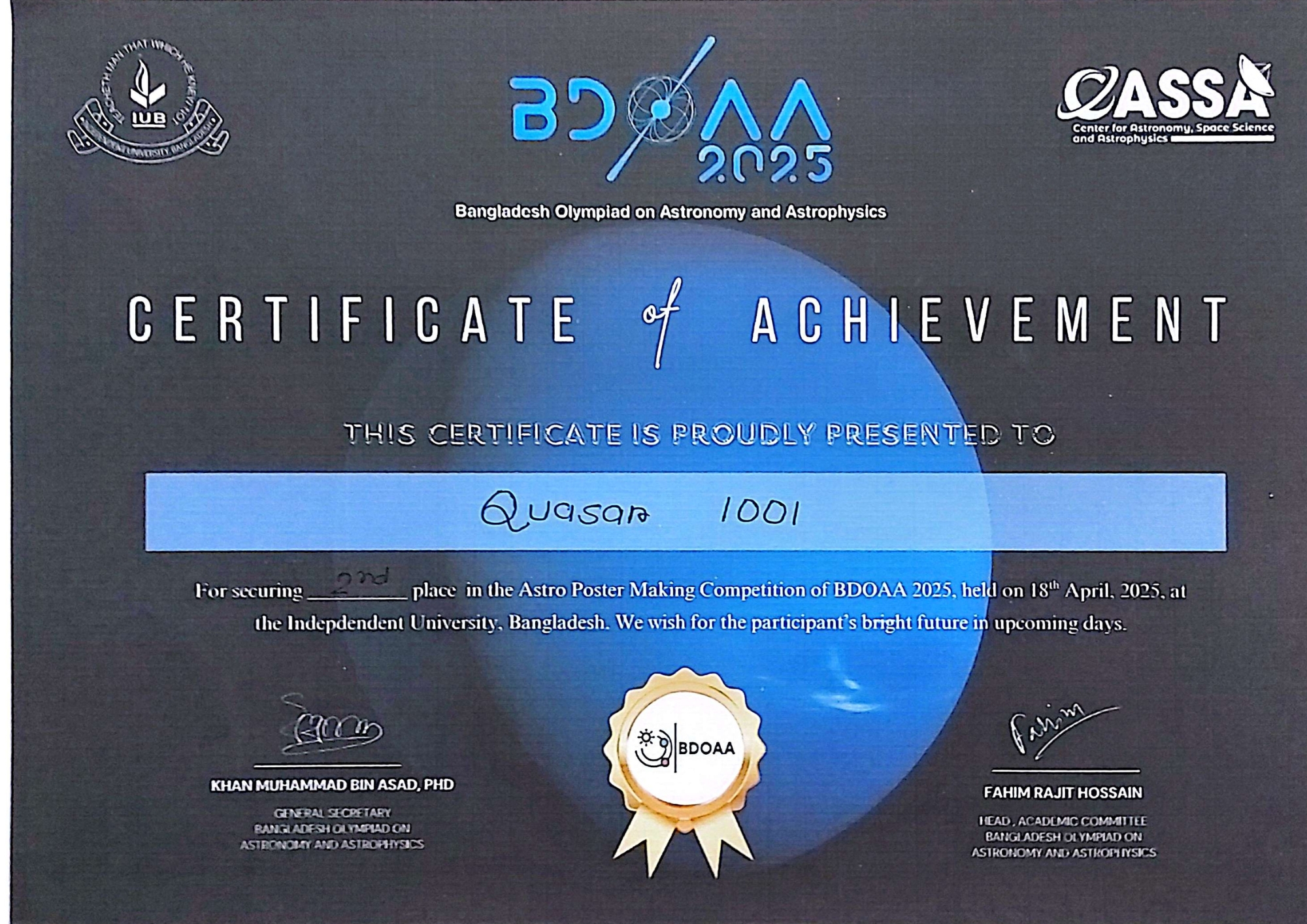 Olympiad Certificate 2